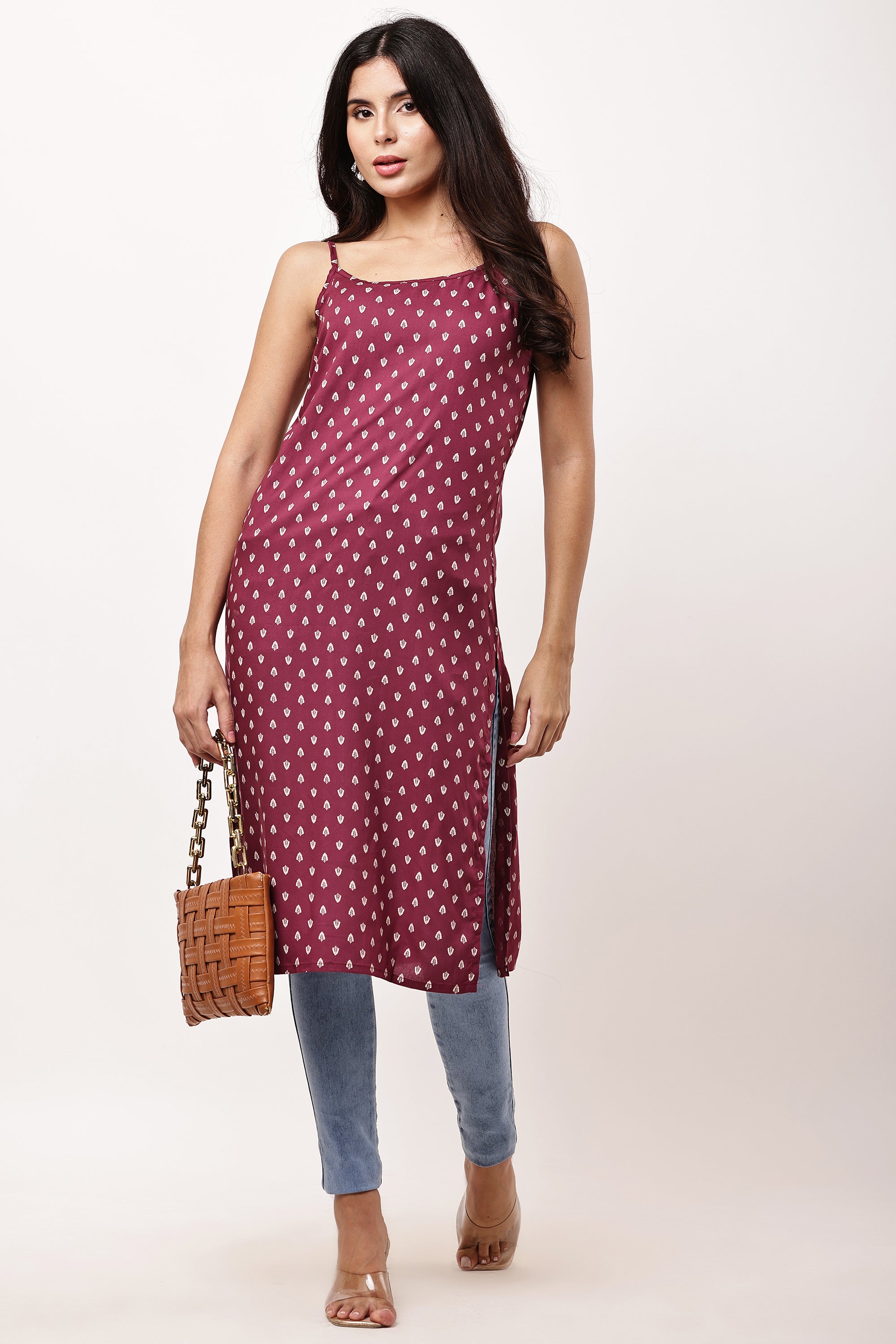 Chic Maroon Printed Kurti