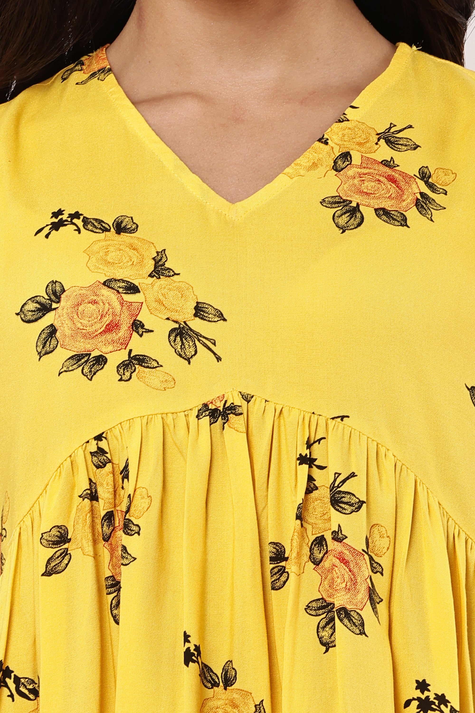 Bright Yellow Sleeveless Kurti
