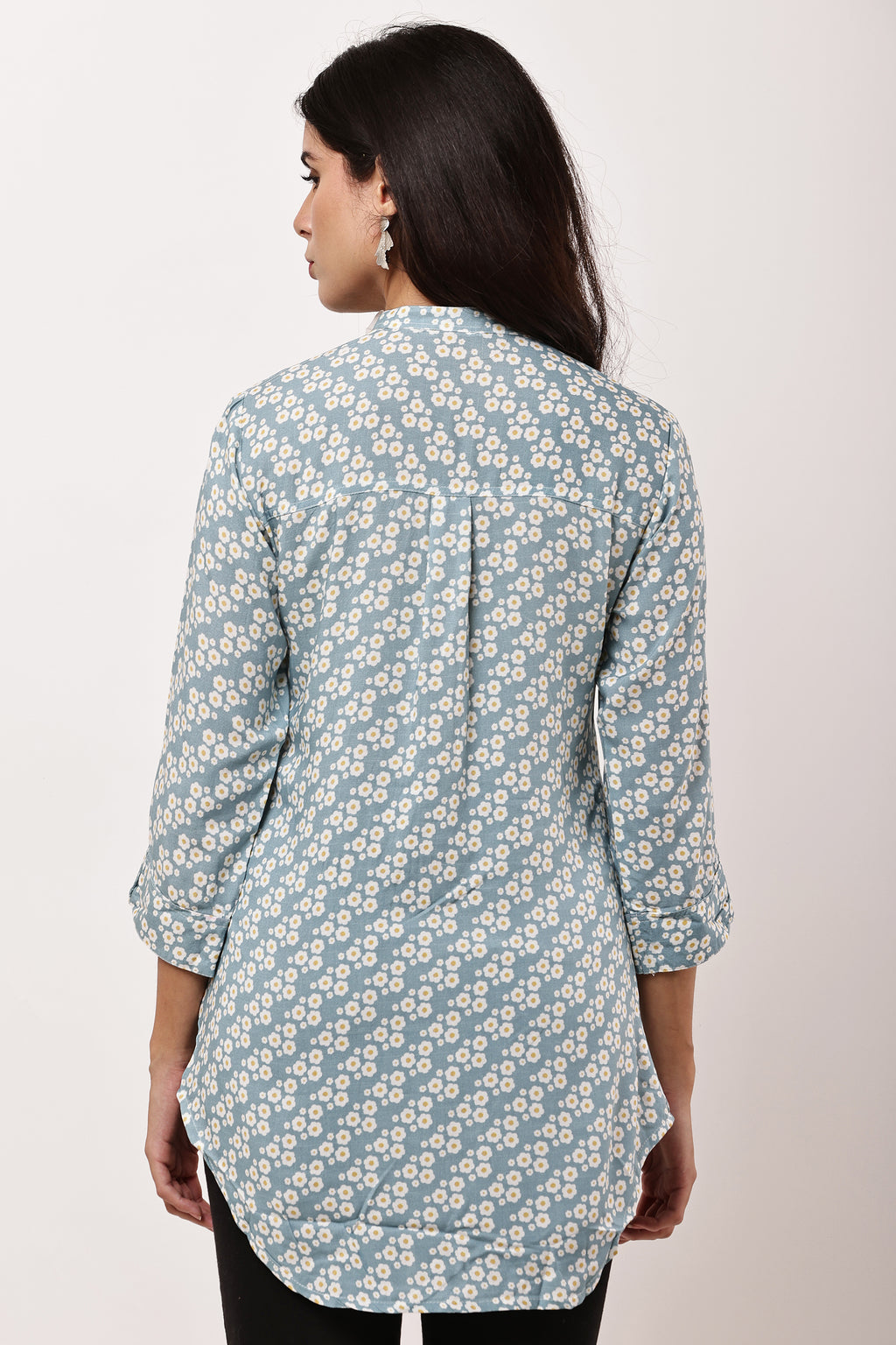 Ocean Bloom Blue Floral Kurti