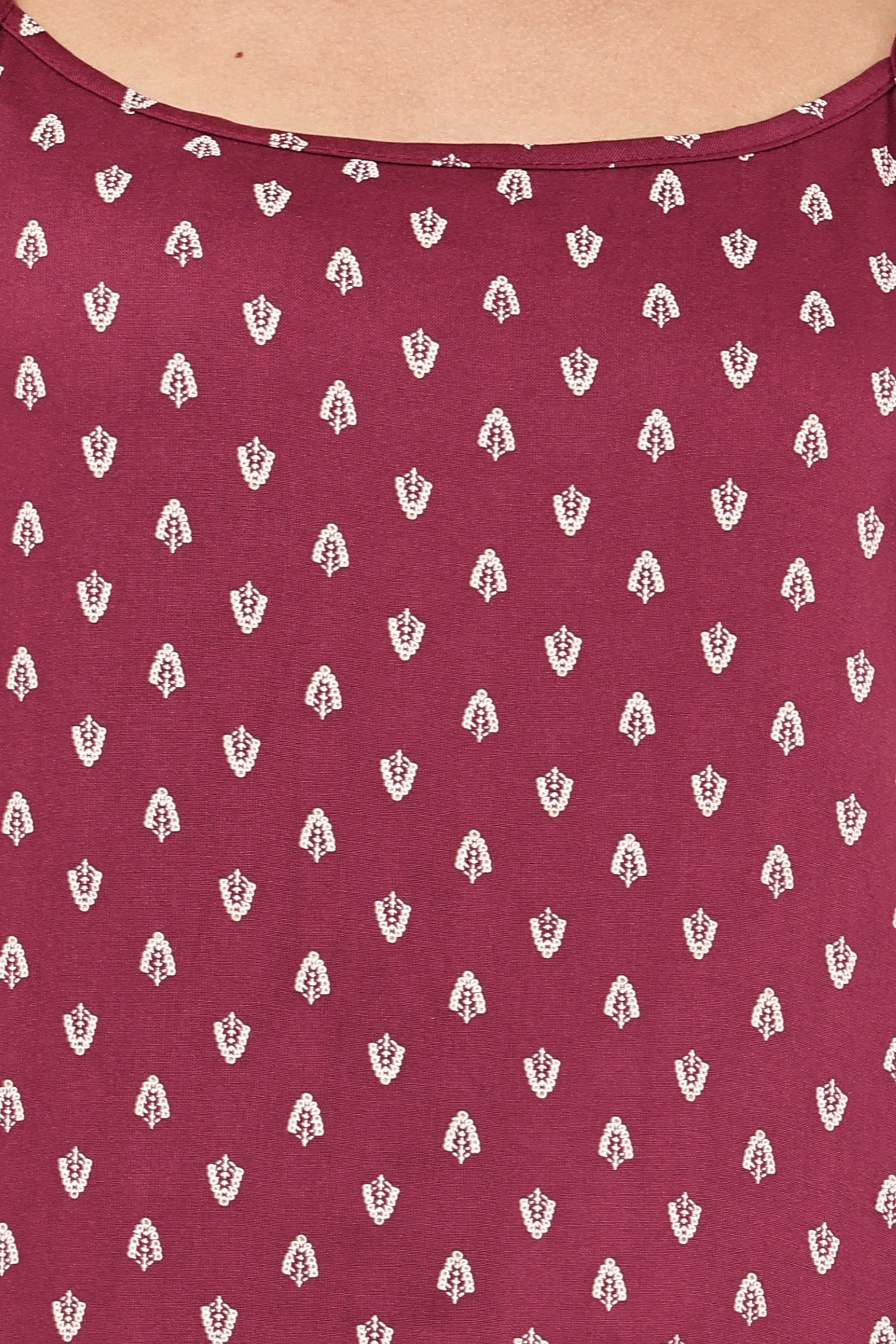 Chic Maroon Printed Kurti