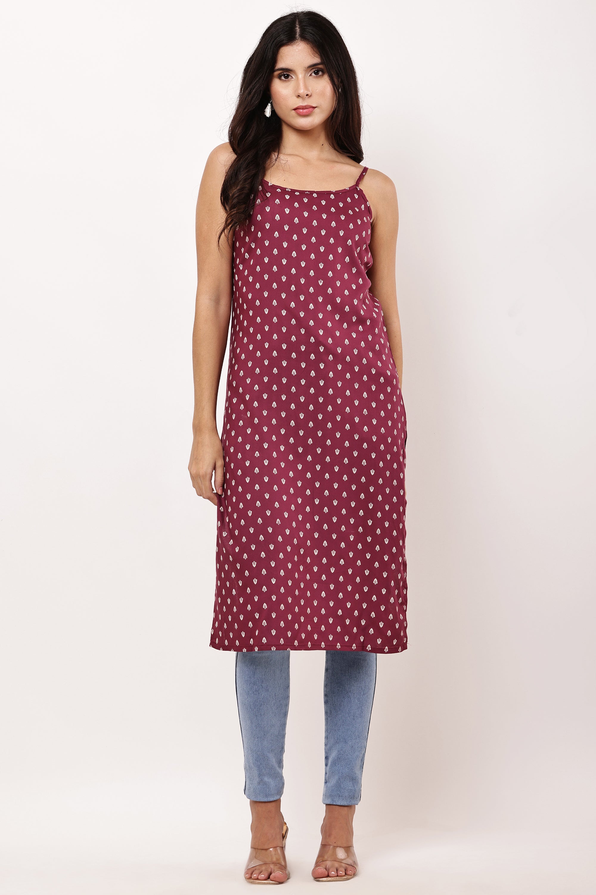 Chic Maroon Printed Kurti