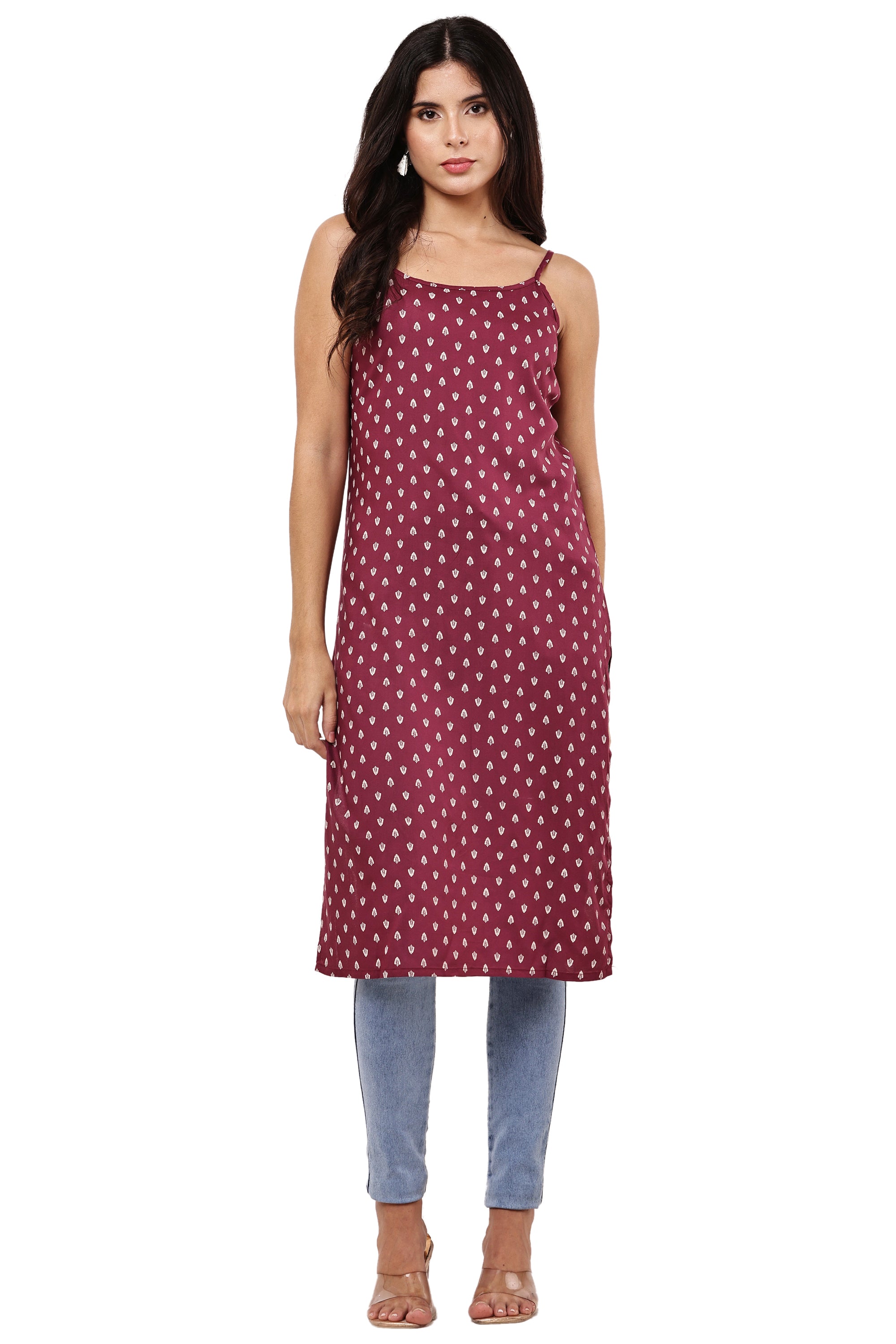 Chic Maroon Printed Kurti