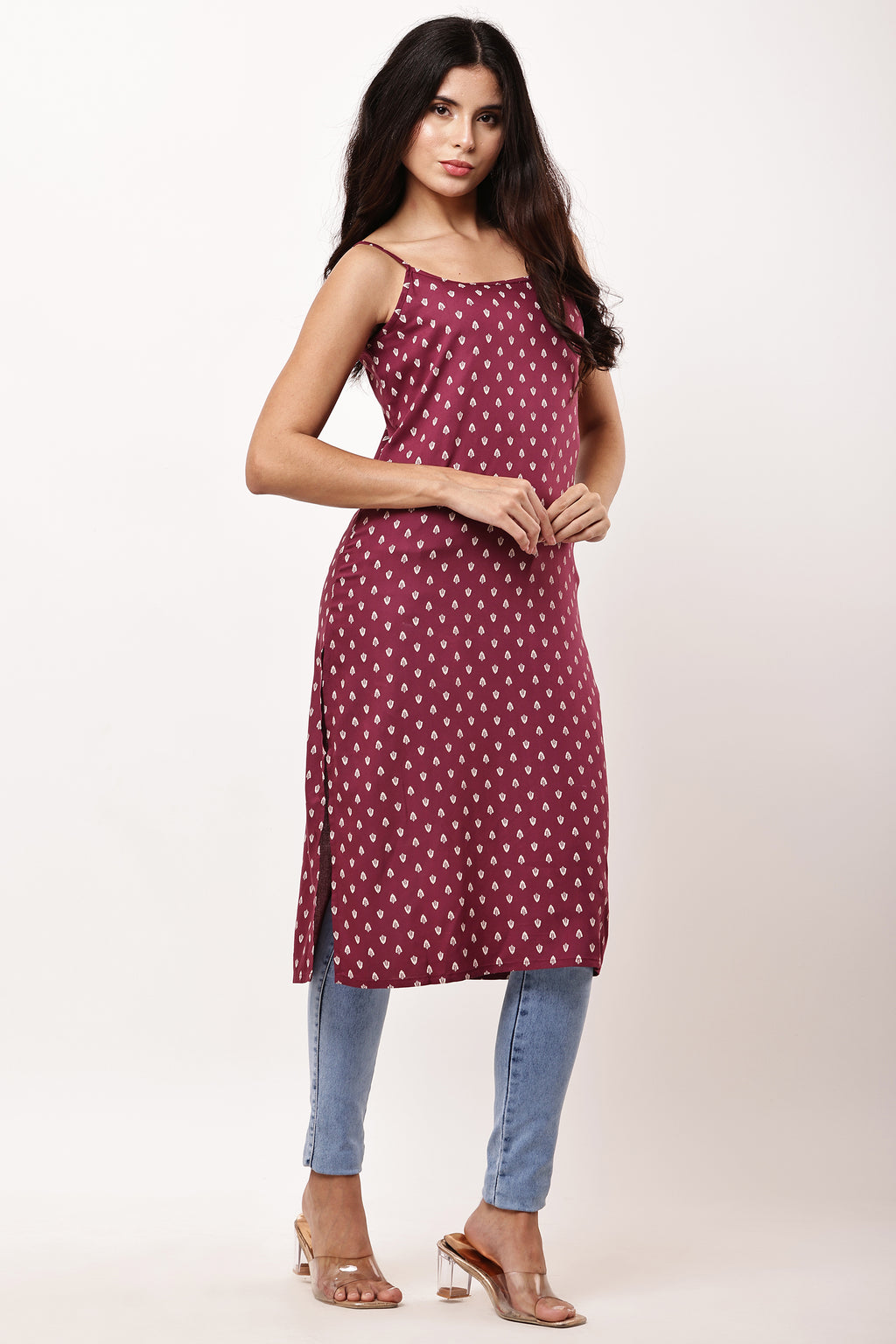 Chic Maroon Printed Kurti